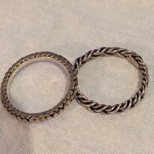2 Vintage 925 Silver Stacking Rings Set Size 9-10 90s 2000s